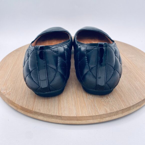 Vionic Desiree Shoes Womens 9.5 Black Leather Orthotic Quilted Ballet Flat Cap - Picture 8 of 10